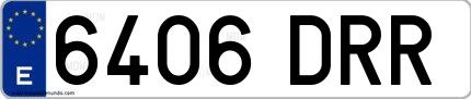 Ejemplo de matrícula española 6406 DRR