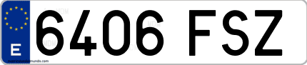 Ejemplo de matrícula de coche ordinaria 6406 FSZ