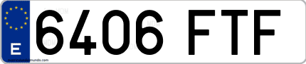 Ejemplo de matrícula de coche ordinaria 6406 FTF