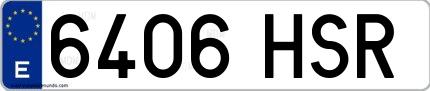 Ejemplo de matrícula española 6406 HSR