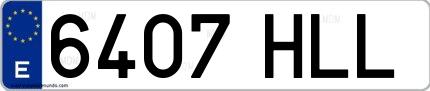 Ejemplo de matrícula española 6407 HLL
