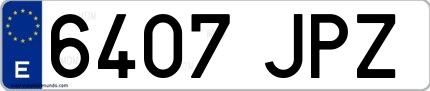Ejemplo de matrícula española 6407 JPZ