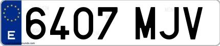 Ejemplo de matrícula española 6407 MJV