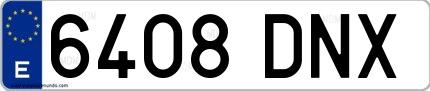 Ejemplo de matrícula española 6408 DNX