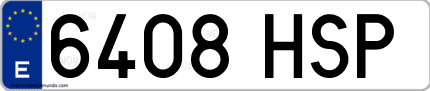 Ejemplo de matrícula de coche ordinaria 6408 HSP