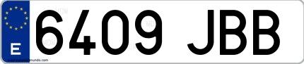 Ejemplo de matrícula española 6409 JBB