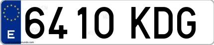 Ejemplo de matrícula española 6410 KDG