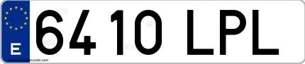 Ejemplo de matrícula española 6410 LPL