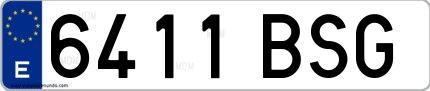 Ejemplo de matrícula española 6411 BSG