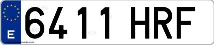 Ejemplo de matrícula española 6411 HRF