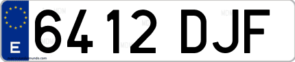 Ejemplo de matrícula de coche ordinaria 6412 DJF