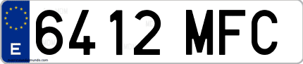 Ejemplo de matrícula de coche ordinaria 6412 MFC