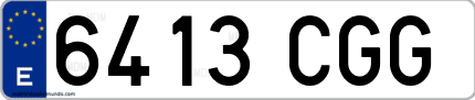 Ejemplo de matrícula de coche ordinaria 6413 CGG