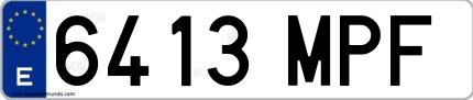 Ejemplo de matrícula española 6413 MPF