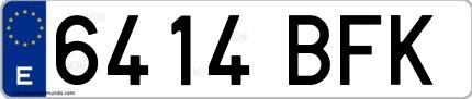 Ejemplo de matrícula española 6414 BFK