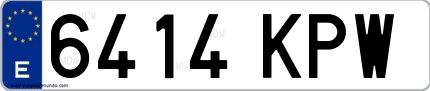 Ejemplo de matrícula española 6414 KPW
