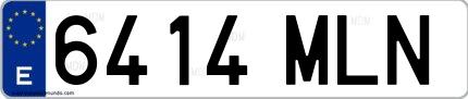 Ejemplo de matrícula española 6414 MLN