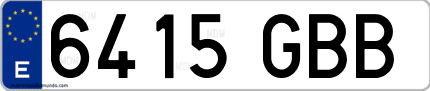 Ejemplo de matrícula de coche ordinaria 6415 GBB