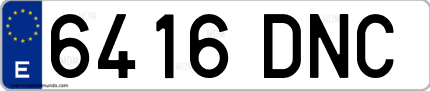 Ejemplo de matrícula de coche ordinaria 6416 DNC