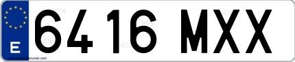 Ejemplo de matrícula española 6416 MXX