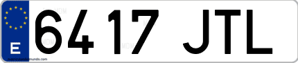 Ejemplo de matrícula de coche ordinaria 6417 JTL