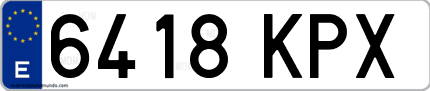 Ejemplo de matrícula de coche ordinaria 6418 KPX