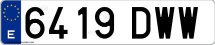 Ejemplo de matrícula española 6419 DWW