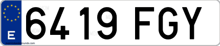 Ejemplo de matrícula de coche ordinaria 6419 FGY