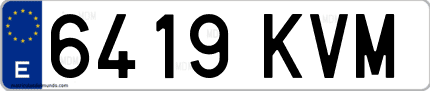 Ejemplo de matrícula de coche ordinaria 6419 KVM