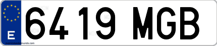 Ejemplo de matrícula de coche ordinaria 6419 MGB