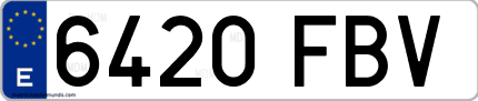 Ejemplo de matrícula de coche ordinaria 6420 FBV