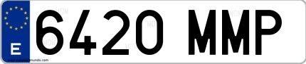 Ejemplo de matrícula española 6420 MMP