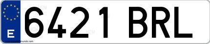 Ejemplo de matrícula española 6421 BRL