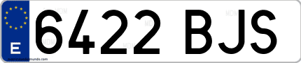 Ejemplo de matrícula de coche ordinaria 6422 BJS