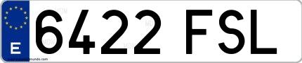 Ejemplo de matrícula española 6422 FSL