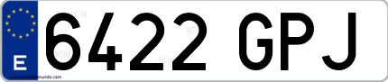 Ejemplo de matrícula de coche ordinaria 6422 GPJ
