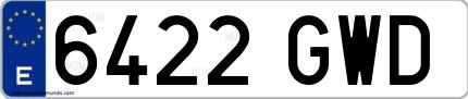 Ejemplo de matrícula española 6422 GWD