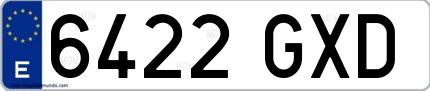 Ejemplo de matrícula española 6422 GXD