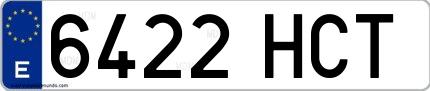 Ejemplo de matrícula española 6422 HCT