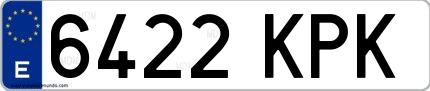 Ejemplo de matrícula española 6422 KPK