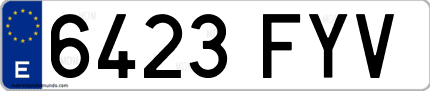 Ejemplo de matrícula de coche ordinaria 6423 FYV