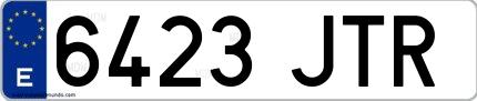 Ejemplo de matrícula española 6423 JTR