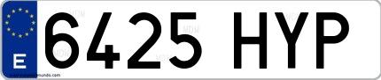Ejemplo de matrícula española 6425 HYP