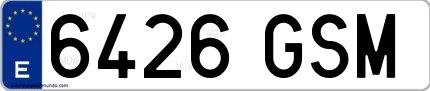 Ejemplo de matrícula española 6426 GSM