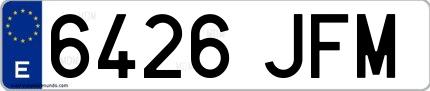 Ejemplo de matrícula española 6426 JFM