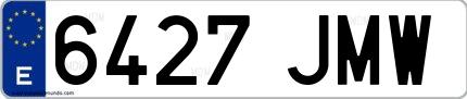 Ejemplo de matrícula española 6427 JMW