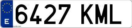 Ejemplo de matrícula de coche ordinaria 6427 KML