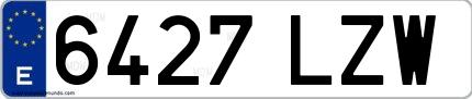 Ejemplo de matrícula española 6427 LZW