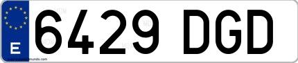 Ejemplo de matrícula española 6429 DGD