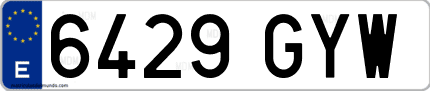 Ejemplo de matrícula de coche ordinaria 6429 GYW